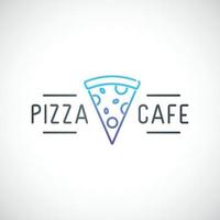 semplice emblema per pizzeria. linea icona con fetta di Pizza e testo. minimalista logo per Pizza bar. vettore illustrazione.