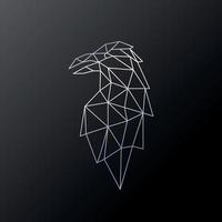 poligonale design di Corvo uccello. geometrico Corvo silhouette su buio sfondo di moda linea design per manifesti, logo, emblema. vettore illustrazione.