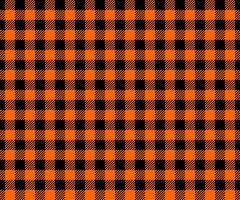 Halloween o ringraziamento giorno senza soluzione di continuità modello. nero e arancia percalle plaid struttura con totale e a strisce piazze. scacchi sfondo per autunno coperta o tovaglia vettore