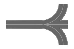 asfalto strada giunzione superiore Visualizza. autostrada parte con marcatura isolato su bianca sfondo. carreggiata elemento per città carta geografica vettore