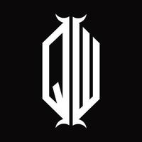 qw logo monogramma con corno forma design modello vettore