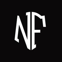 nf logo monogramma con scudo forma nastro design modello vettore