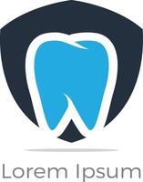 dentale cura logo icone , dente nel scudo, casa, Mela e cuore illustrazione. vettore