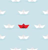 barca di carta rossa e barca di carta bianca nel reticolo dell'acqua vettore