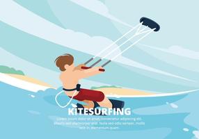 Illustrazione di kitesurf vettore