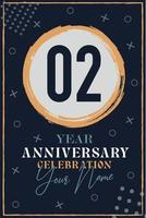 02 anni anniversario invito carta. celebrazione modello moderno design elementi buio blu sfondo - vettore illustrazione