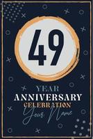 49 anni anniversario invito carta. celebrazione modello moderno design elementi buio blu sfondo - vettore illustrazione