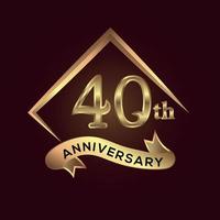 40 anno anniversario celebrazione. anniversario logo con piazza e eleganza d'oro colore isolato su rosso sfondo, vettore design per celebrazione, invito carta, e saluto carta