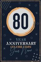 80 anni anniversario invito carta. celebrazione modello moderno design elementi buio blu sfondo - vettore illustrazione