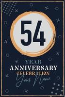 54 anni anniversario invito carta. celebrazione modello moderno design elementi buio blu sfondo - vettore illustrazione