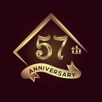 57 anno anniversario celebrazione. anniversario logo con piazza e eleganza d'oro colore isolato su rosso sfondo, vettore design per celebrazione, invito carta, e saluto carta