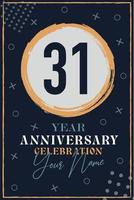 31 anni anniversario invito carta. celebrazione modello moderno design elementi buio blu sfondo - vettore illustrazione