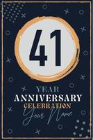 41 anni anniversario invito carta. celebrazione modello moderno design elementi buio blu sfondo - vettore illustrazione