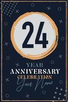 24 anni anniversario invito carta. celebrazione modello moderno design elementi buio blu sfondo - vettore illustrazione