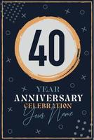 40 anni anniversario invito carta. celebrazione modello moderno design elementi buio blu sfondo - vettore illustrazione