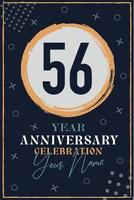 56 anni anniversario invito carta. celebrazione modello moderno design elementi buio blu sfondo - vettore illustrazione