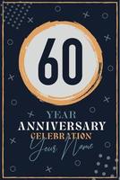 60 anni anniversario invito carta. celebrazione modello moderno design elementi buio blu sfondo - vettore illustrazione