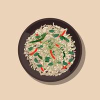 Cinese nazionale cucina, riso con verdi. vettore illustrazione