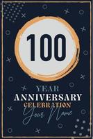 100 anni anniversario invito carta. celebrazione modello moderno design elementi buio blu sfondo - vettore illustrazione