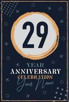 29 anni anniversario invito carta. celebrazione modello moderno design elementi buio blu sfondo - vettore illustrazione