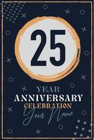 25 anni anniversario invito carta. celebrazione modello moderno design elementi buio blu sfondo - vettore illustrazione