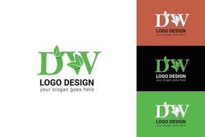 dw lettere eco logo con foglia. vettore carattere tipografico per natura manifesti, eco amichevole emblema, vegano identità, erbaceo e botanico carte eccetera. ecologia dw lettere logo con foglia.