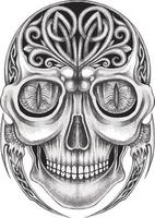 arte celtico mescolare cranio tatuaggio. mano disegno e rendere grafico vettore. vettore