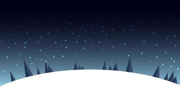 cartone animato paesaggio notturno invernale con cielo stellato