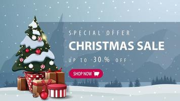 bellissimo banner sconto di Natale con pulsante rosa vettore