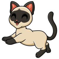 carino siamese gatto cartone animato a piedi vettore