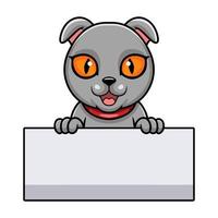carino Scozzese piegare gatto cartone animato Tenere vuoto cartello vettore