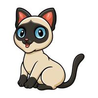 carino siamese gatto cartone animato seduta vettore