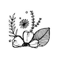 vettore minimalista mano disegnato fiori. illustrazione di floreale invito e decorazione nel retrò stile