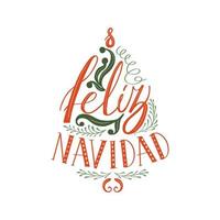 felice navidad lettering design - allegro Natale traduzione per spagnolo linguaggio. Natale calligrafia grafico elemento isolato. spagnolo inverno vacanza decorativo vettore illustrazione