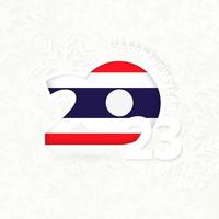 nuovo anno 2023 per Tailandia su fiocco di neve sfondo. vettore