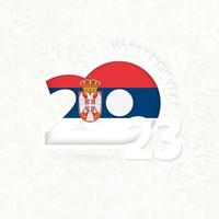 nuovo anno 2023 per Serbia su fiocco di neve sfondo. vettore
