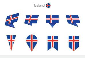 Islanda nazionale bandiera collezione, otto versioni di Islanda vettore bandiere.
