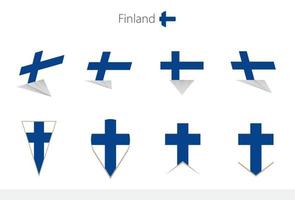 Finlandia nazionale bandiera collezione, otto versioni di Finlandia vettore bandiere.