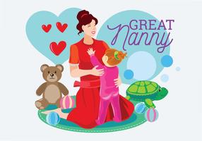Nanny with Child Vector