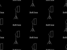 softbox leggero cartone animato personaggio senza soluzione di continuità modello su nero sfondo vettore