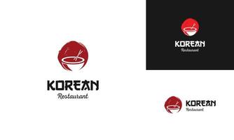 ciotola con bacchette logo modello, adatto per qualunque attività commerciale relazionato per ramen, coreano cibo. vettore