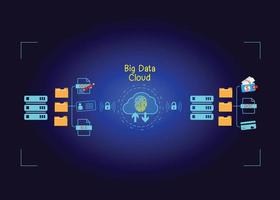 nube icona concetto di grande dati accesso, globale Rete connessione, dati ricerca, uso di calcolo risorse per rendere transazioni con Internet tecnologia in linea e informatica sicurezza dati protezione. vettore