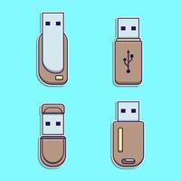 impostare dischi flash USB simpatici cartoni animati vettore