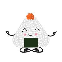 vettore illustrazione di onigiri nel il stile di kawaii. giapponese veloce cibo fatto di riso con un' Riempimento formato nel il modulo di un' triangolo di nemmeno io alga marina.