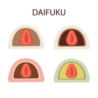 daifuku vettore. daifuku su bianca sfondo. daifuku è giapponese dolci. collezione di diverso daifuku mochi vettore