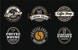 impostato di Vintage ▾ caffè negozio logo modello vettore