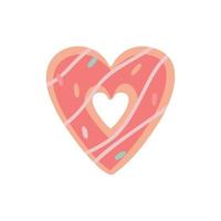 vettore illustrazione di un' carino rosa cartone animato ciambella cuore può essere Usato per San Valentino giorno saluto carte, festa inviti.