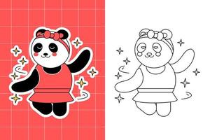 colorazione pagina di panda famiglia per bambino piccolo vettore