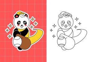 colorazione pagina di panda famiglia per bambino piccolo vettore