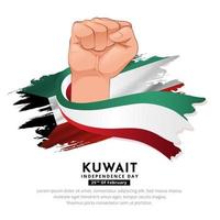 meraviglioso Kuwait indipendenza giorno design con gesto mano Tenere bandiera vettore